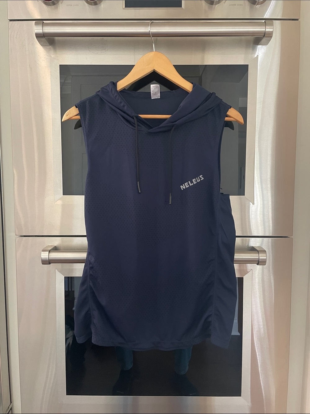 Neleus Men's Navy Sleeveless Hoodie Tank